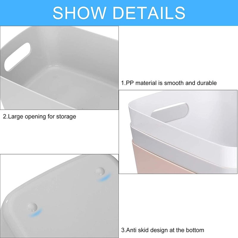 Eworld Storage Bins – Plastic Pantry Organizer Baskets with Cutout Handles, Small Household Cube Containers for Kitchen, Closet & Bathroom Organization (Pack of 6, 8, 10, 12 & 20) - Image 4